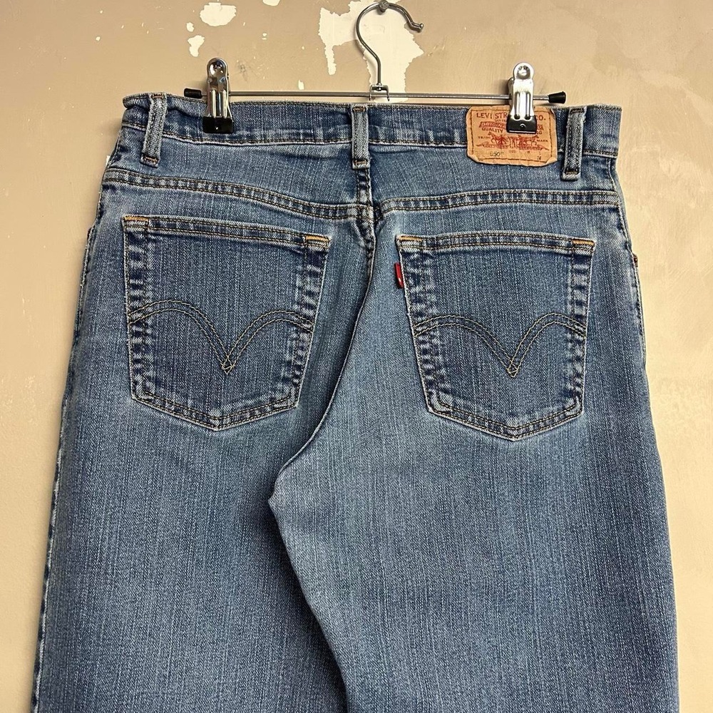 Levis 550 Women 10M Light Wash Jeans Relaxed Tapered Stretch Blue Y2K Vintage - Picture 2 of 7
